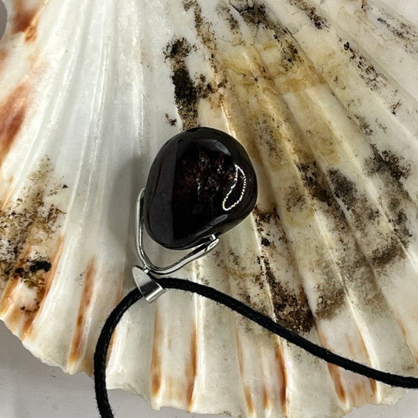 Assorted Metal Gemstone Pendants on Black Cord (w/ Clasp)