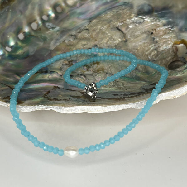 Assorted Faceted Glass and Single Pearl Necklaces
