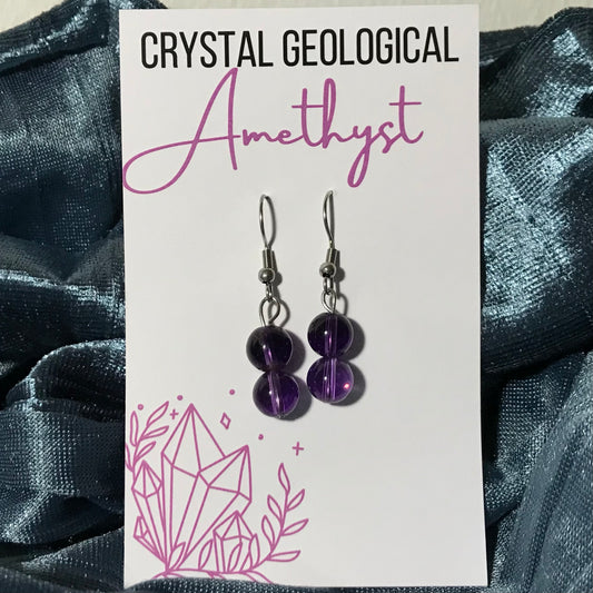 Amythest Beaded Earring Pair