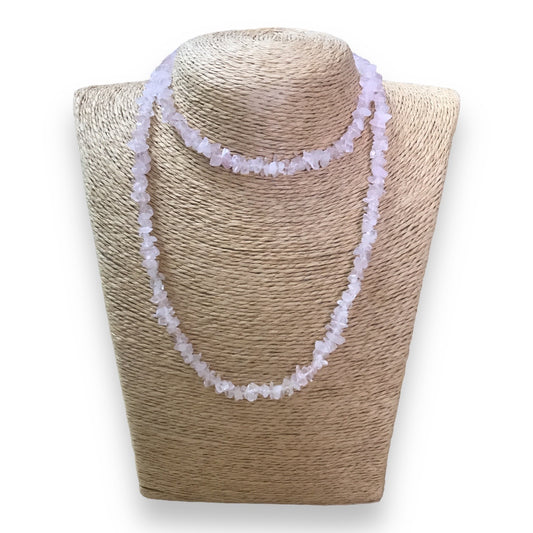 Rose Quartz Chip Bead necklace -40cm