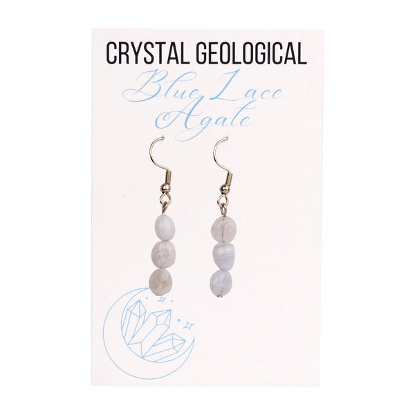 Assorted Blue Lace Agate Earring Pair - Crystal Geological