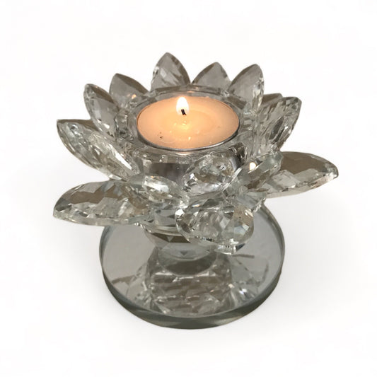 Crystal Candle Holder - Lotus Flower