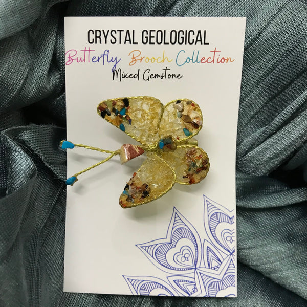 Assorted Gemstone Butterfly Brooch