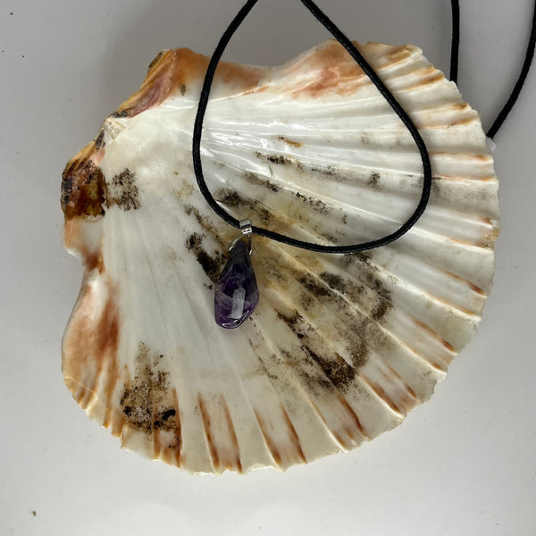 Assorted Metal Gemstone Pendants on Black Cord (w/ Clasp)