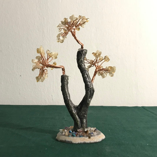 Citrine Gemstone Tree with Agate Base - 15cm