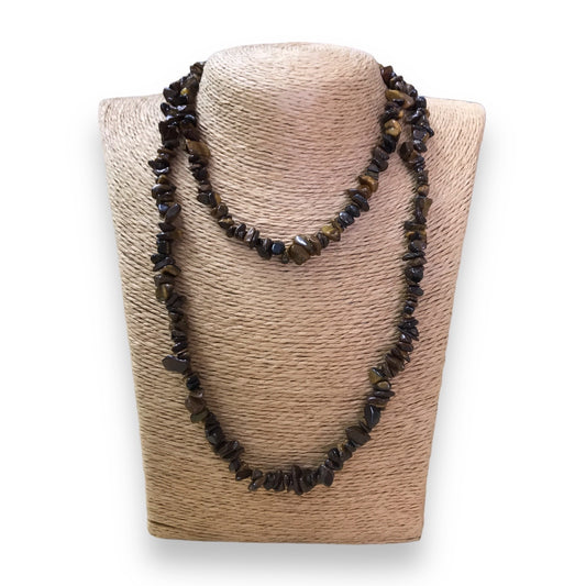 Tiger Eye Chip Bead Necklace-40cm