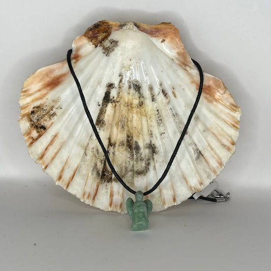 Amazonite Angel Pendant on Black Cord