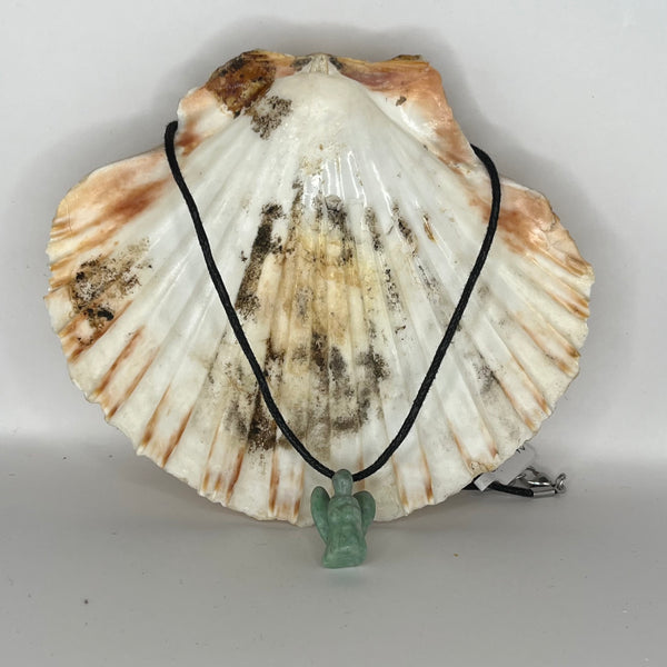Amazonite Angel Pendant on Black Cord