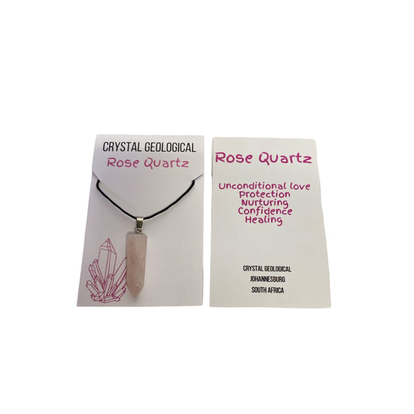 Rose Quartz Pointer Necklace - Crystal Geological