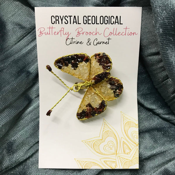 Assorted Gemstone Butterfly Brooch