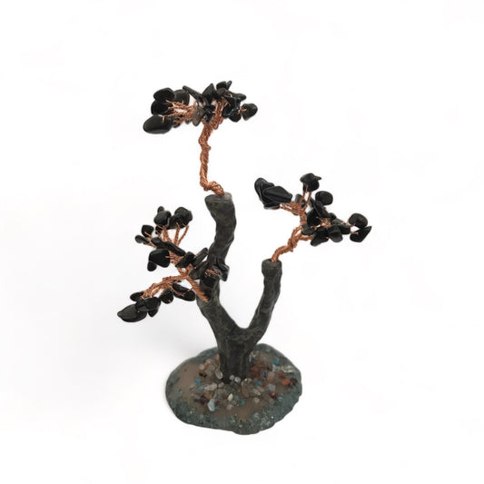Tree of Life Gemstone Statue - 15cm- Black Obsidian