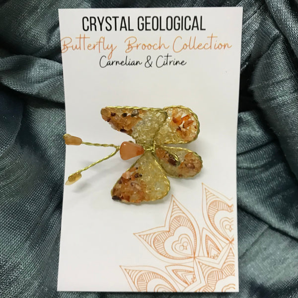 Assorted Gemstone Butterfly Brooch