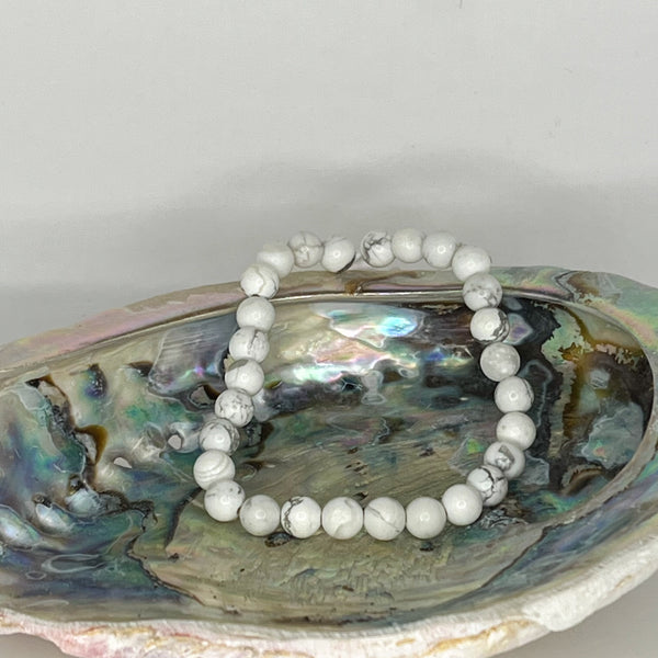Howlite Round Bead Bracelets - Crystal Geological
