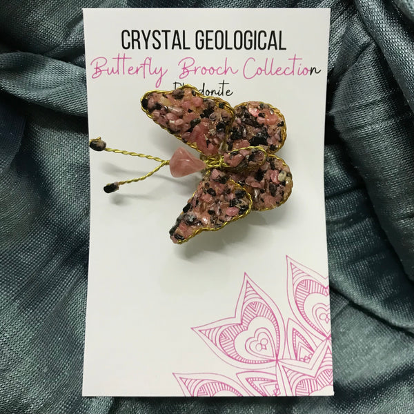 Assorted Gemstone Butterfly Brooch