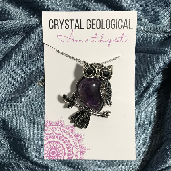 Assorted Gemstone Owl Pendants with Chain
