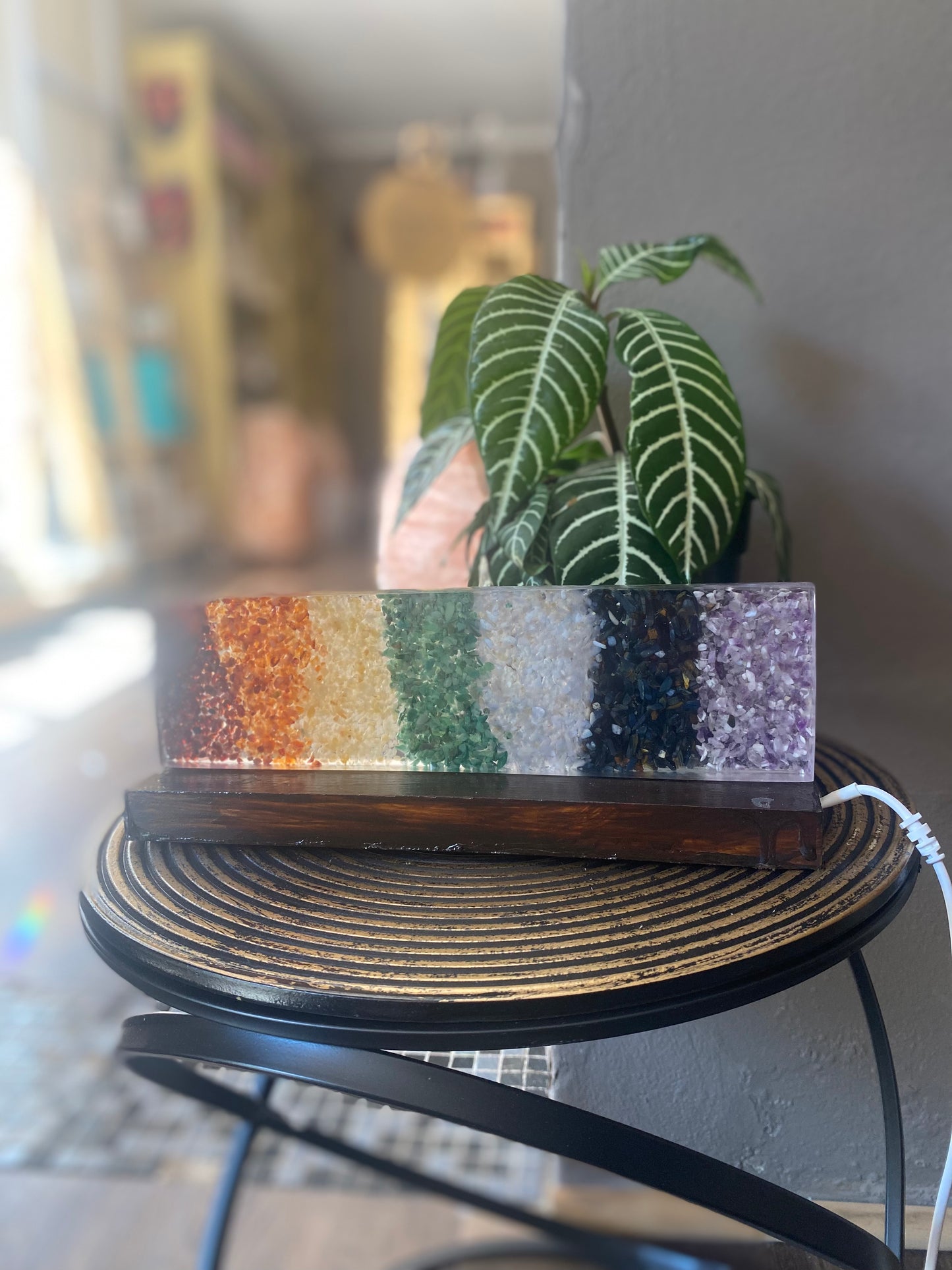 Chakra Gemstone Resin Lamp