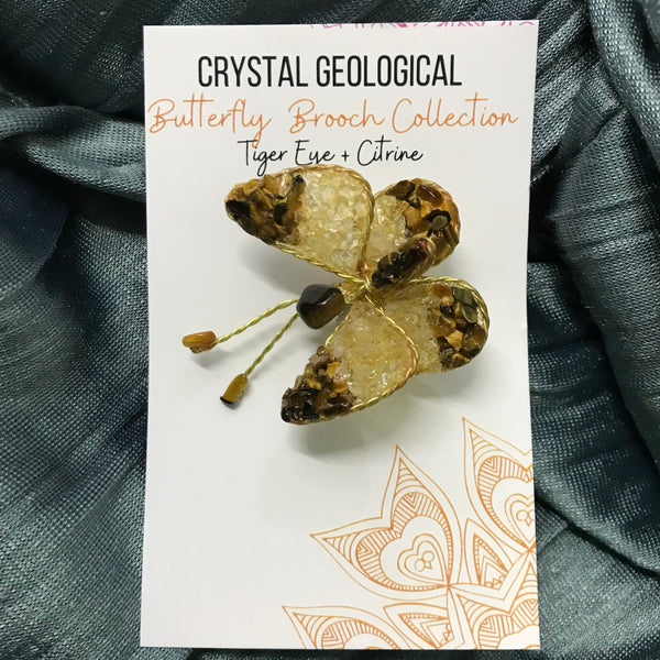 Assorted Gemstone Butterfly Brooch