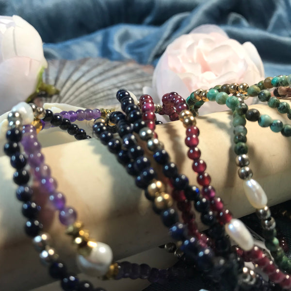 Assorted Gemstone Multi-Beaded Bracelets ( 3mm , 6mm & 8mm ) - Crystal Geological