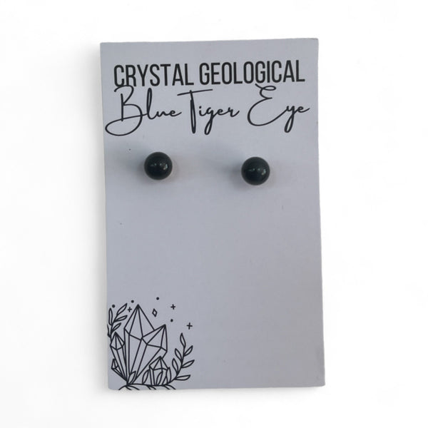 Blue Tiger Eye Earrings - Crystal Geological