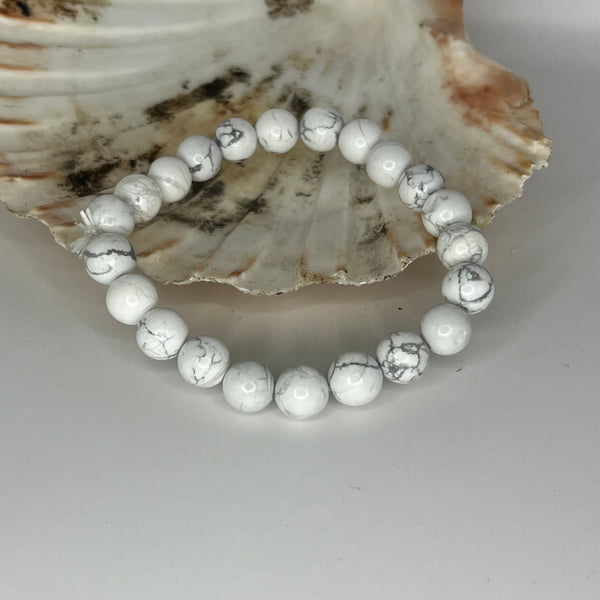 Howlite Round Bead Bracelets - Crystal Geological