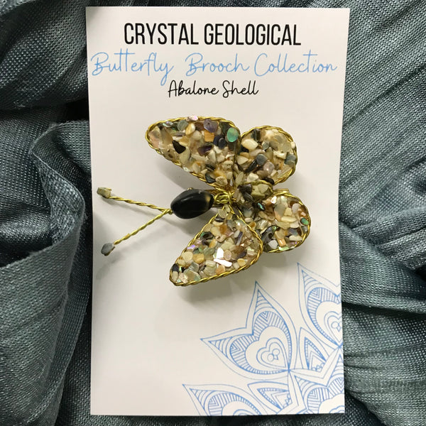 Assorted Gemstone Butterfly Brooch