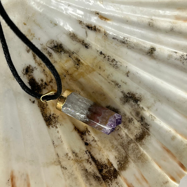 Assorted Metal Gemstone Pendants on Black Cord (w/ Clasp)