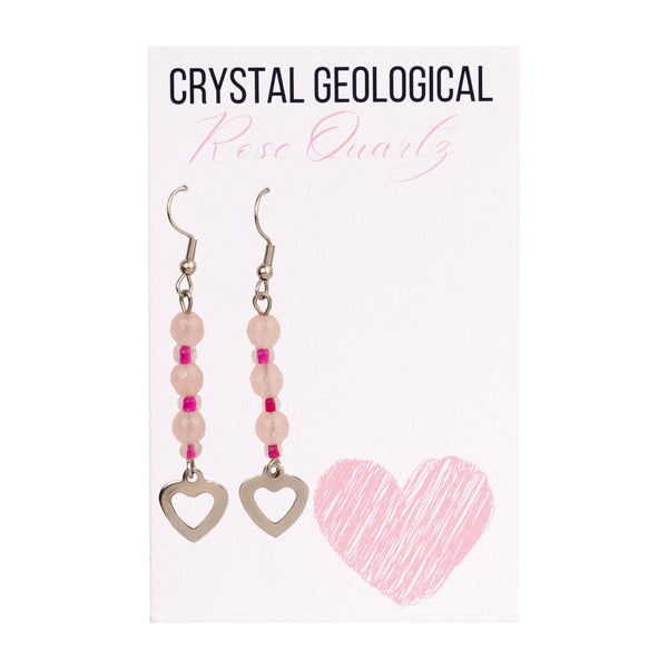 Assorted Rose Quartz Beaded Earring - Crystal Geological