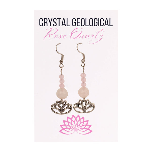 Assorted Rose Quartz Beaded Earring - Crystal Geological
