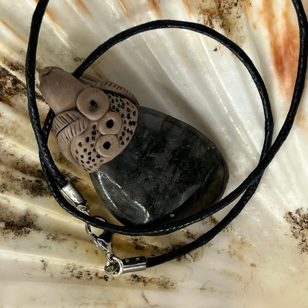 Assorted Polymer Clay Gemstone Pendants on Black Cord