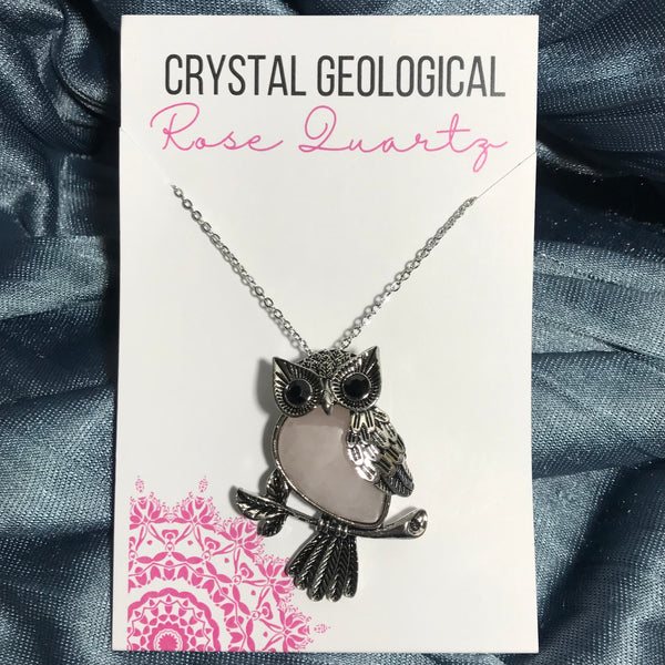 Assorted Gemstone Owl Pendants with Chain