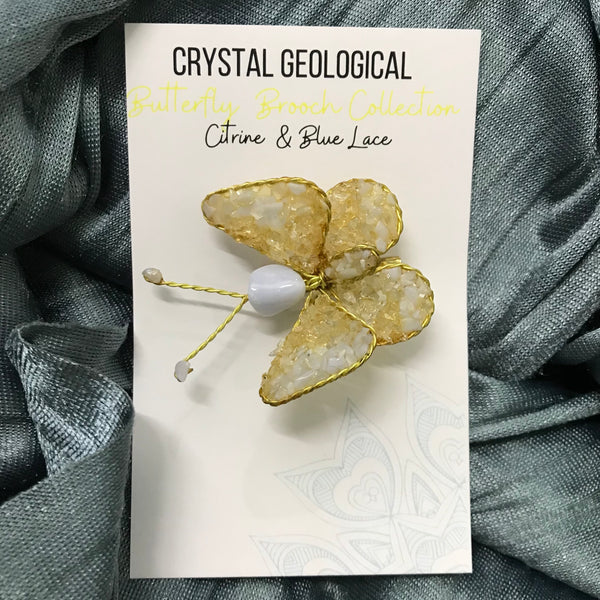 Assorted Gemstone Butterfly Brooch