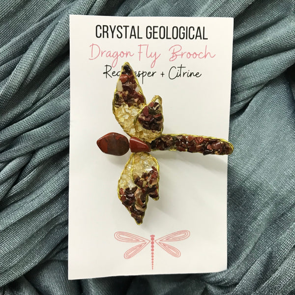 Assorted Gemstone Dragonfly Brooch