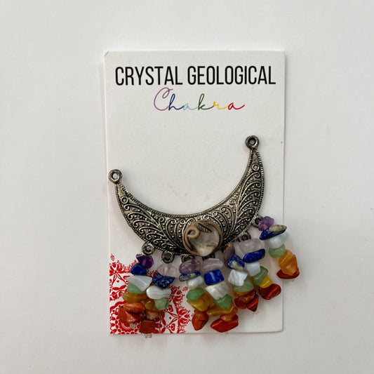 Rough Chakra Gemstone Moon Pendant