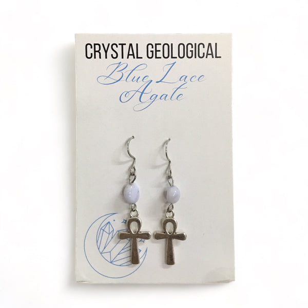 Assorted Blue Lace Agate Earring Pair - Crystal Geological