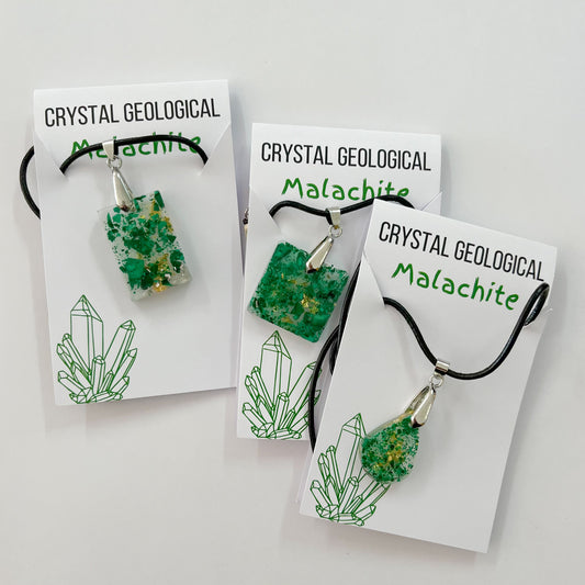 Assorted Resin Gemstone Pendants on Black Cord