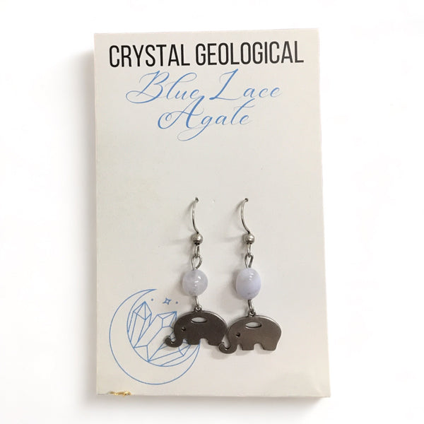 Assorted Blue Lace Agate Earring Pair - Crystal Geological