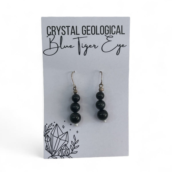 Blue Tiger Eye Earrings - Crystal Geological
