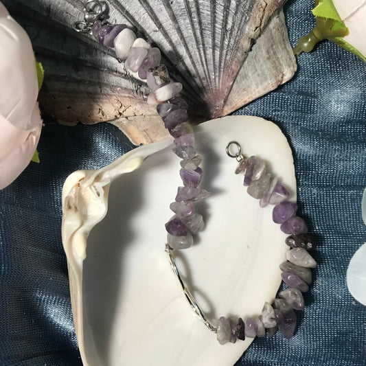 Amethyst Chip Stone Infinity Bracelet