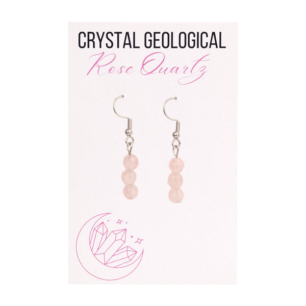 Assorted Rose Quartz Beaded Earring - Crystal Geological