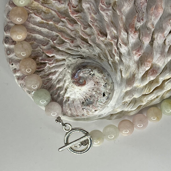 Morganite Round Bead Necklace with Nickel-free Clasp