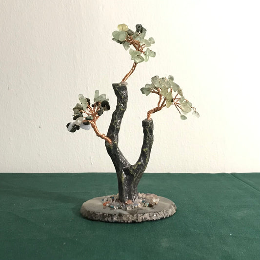 Prennite Gemstone Tree with Agate Base - 16cm