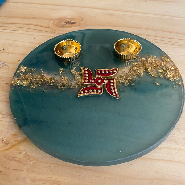 Diwali Thali - Resin Plate - 18cm - Crystal Geological