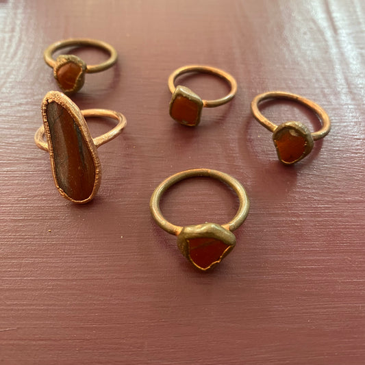 Assorted Red Jasper - Copper Ring