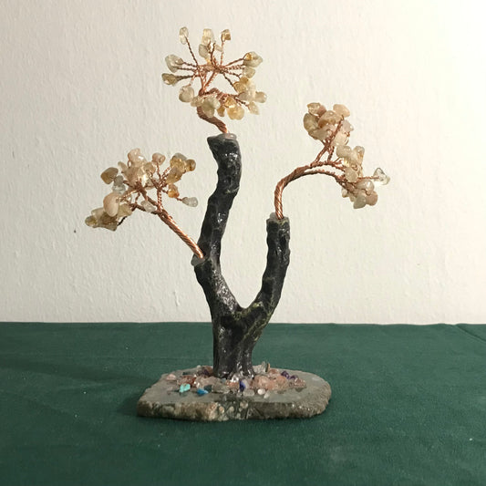 Citrine Gemstone Tree with Agate Base - 16cm