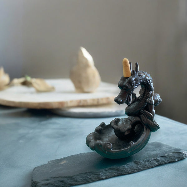 Dragon Backflow Incense Burner - 19cm - Crystal Geological