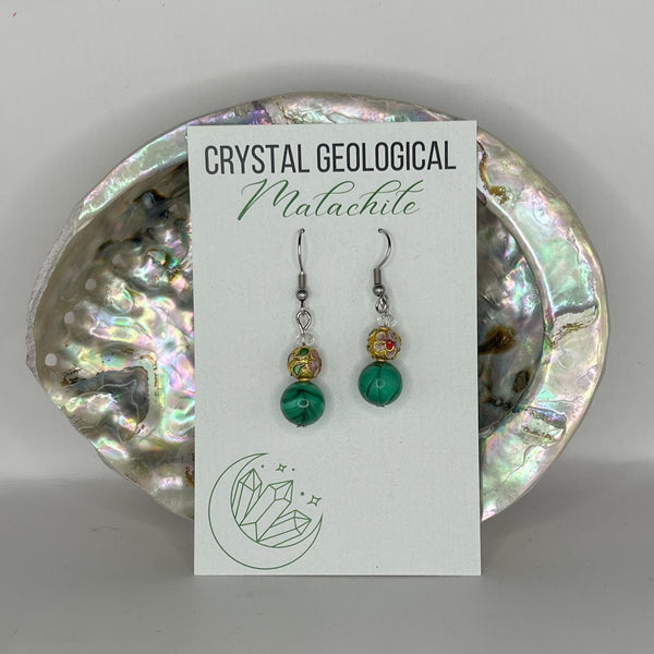 Assorted Gemstone and Cloisonné Beaded Earring Pairs - Crystal Geological