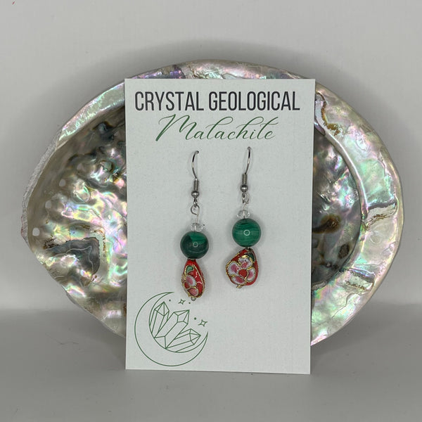 Assorted Gemstone and Cloisonné Beaded Earring Pairs - Crystal Geological