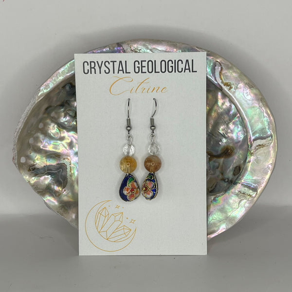 Assorted Gemstone and Cloisonné Beaded Earring Pairs - Crystal Geological