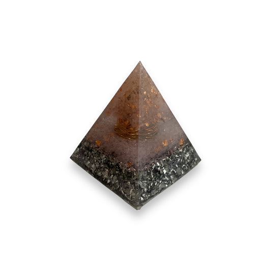 Rose Quartz & Copper Leaf Orgonite Pyramid-5cm