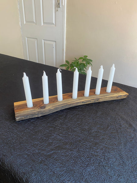 Tambotie Wood Candle Holder - 7 holes - Crystal Geological